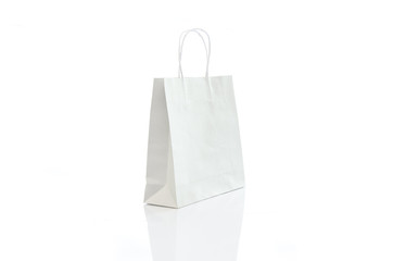 White shopping bag on white background