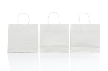 White shopping bag on white background