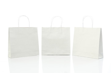 White shopping bag on white background