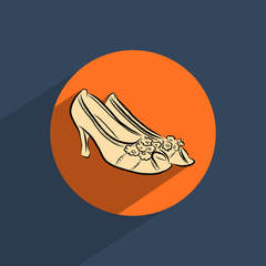 Female shoes flat doodle icon