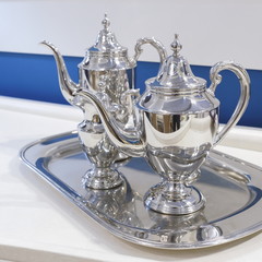 silver teapot