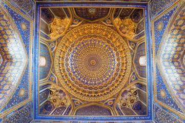 interior of ancient Tillya Kary Madrassah in Samarkand