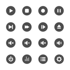 multimedia player icon set, vector eps10