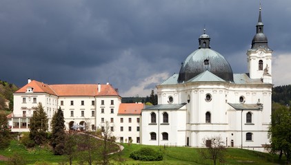 Fototapeta na wymiar Pilgrimage Church and monastery in Krtiny
