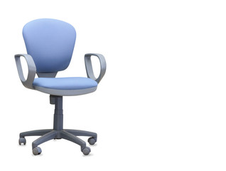 The blue office chair. Isolated