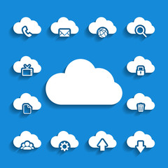 cloud computing icon set with shadow, vector eps10