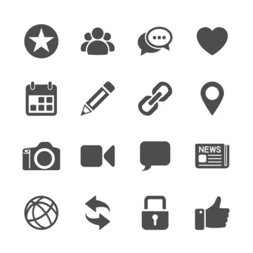 social network communication icon set, vector eps10