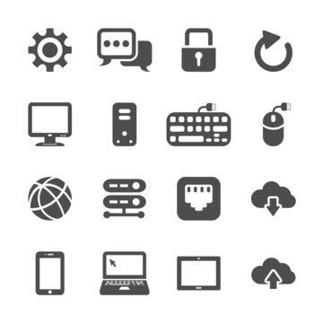 network and computer icon set, vector eps10