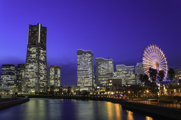 Skyscraper at Minatomirai, Yokohama in the twilight