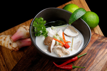 Thai Dishes - Tom Yam Kung. Spicy Shrimp Soup with Coconut milk