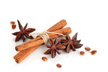 Star Anise And Cinnamon Sticks  .
