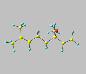 Linalool molecule isolated on grey