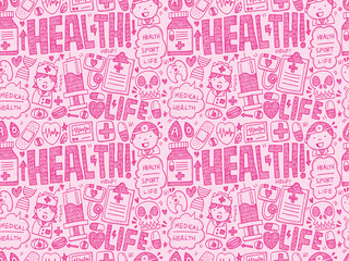 seamless doodle medical pattern