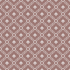 White and Maroon Fleur-De-Lis Pattern Textured Fabric Background