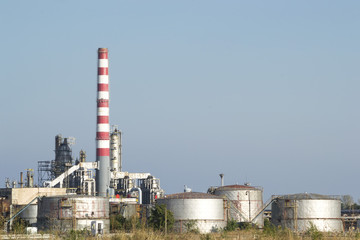 Fototapeta na wymiar Oil refinery cooling reservoirs