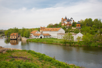 Fototapeta na wymiar Homestead on riverside, Buki, Ukraine.
