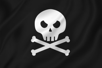 Pirate skull with crossed bones.