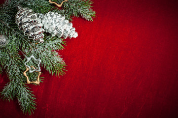 Christmas background with decorations and toys