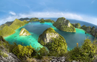 Deurstickers Indonesië Wayag-eilanden van Raja Ampat (Fish eye-versie)