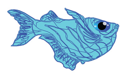 cute blue fish cartoon