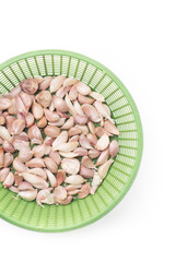 garlic for sale in a basket isolated