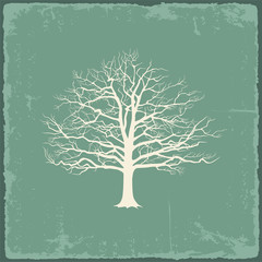Old bare tree on vintage paper. Vector illustration