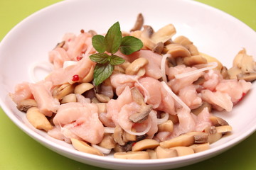 Fleisch und champignons