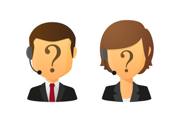 Faceless customer service workers