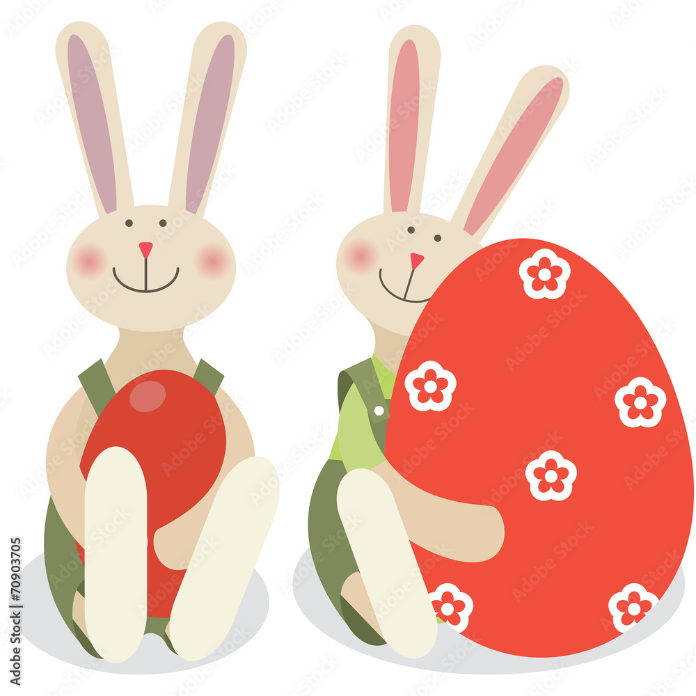 Poster two easter rabbits