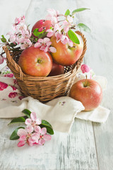 ripe apples in a basket