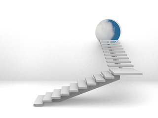 Ladder leading to sky - rendered in 3d.