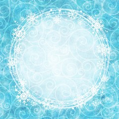 Obraz premium Frame of snowflakes on a watercolor background.