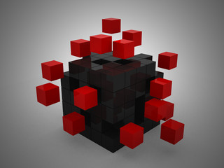 teamwork business concept with red cubes