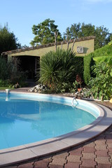 jardin exotique et piscine circulaire