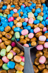 Background made of colorful sweets and candies.  assortment colo