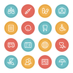 Medicine web icon set 1, color circle buttons