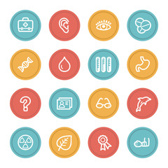 Medicine web icon set 2, color circle buttons