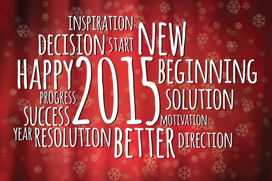 Word cloud filled with positive attitude for the new year 2015
