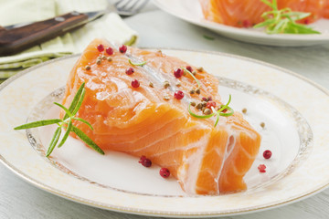 salmon fillet on a plate