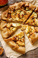 rye galette with apple, cinnamon and walnuts