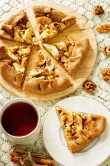 rye galette with apple, cinnamon and walnuts
