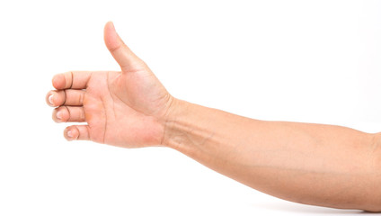 Man hand isolated on white background