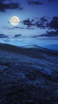 stones on the mountain hillside  at night