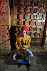 musician with his saxophone