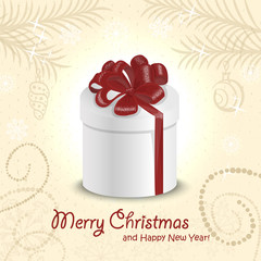 Christmas card with a gift in the middle. Vector illustrations