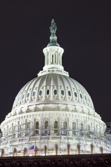 US Capitol North Side Dome Construction Night Washington DC
