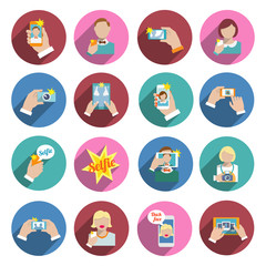 Selfie Icons Flat