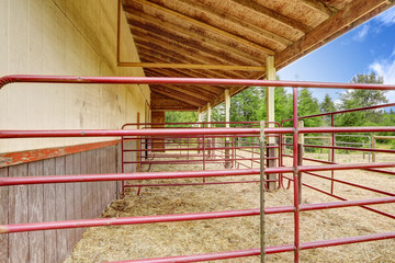 Fototapeta na wymiar Horse barn with outside stable