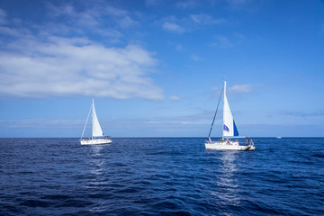Two boats in mediterranean sea