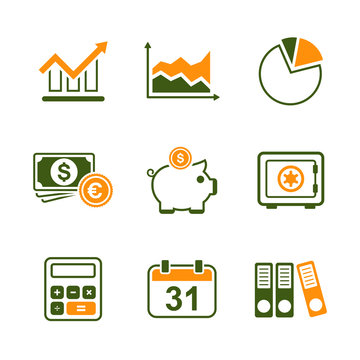 Finance simple vector icon set
